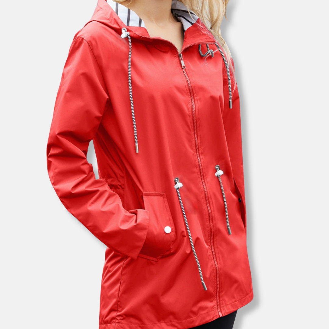 Grace Relaxed Fit Hooded Jacket | Zip Front Drawstring Waist Jacket
