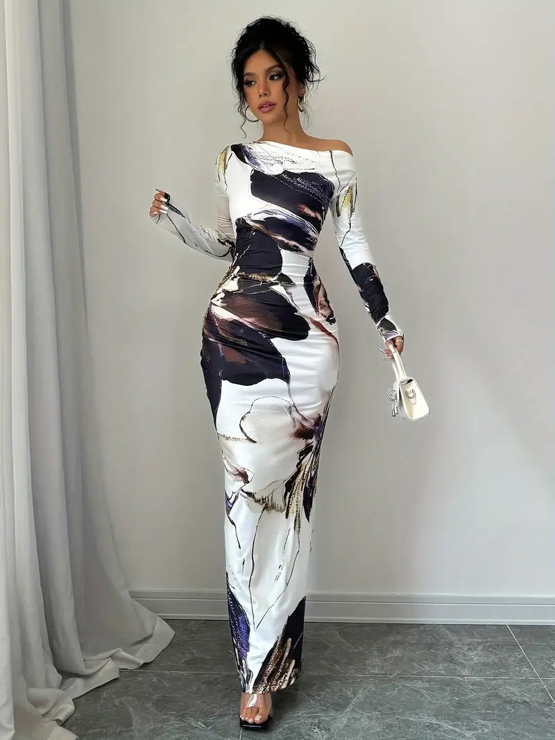 Elegant Long Sleeve Maxi Dress