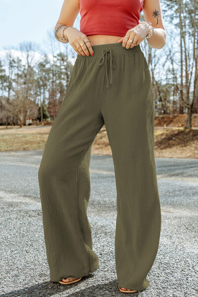 Tahira - texture tied wide leg pants