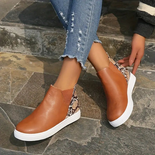 Textured Back Slip-On Ankle Boots