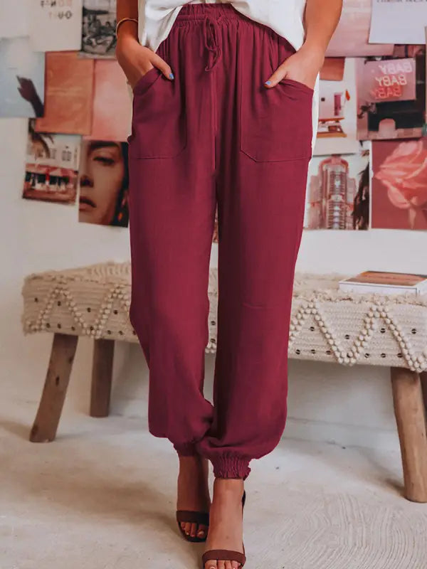 Relaxed Fit Elastic Waist Jogger Pants