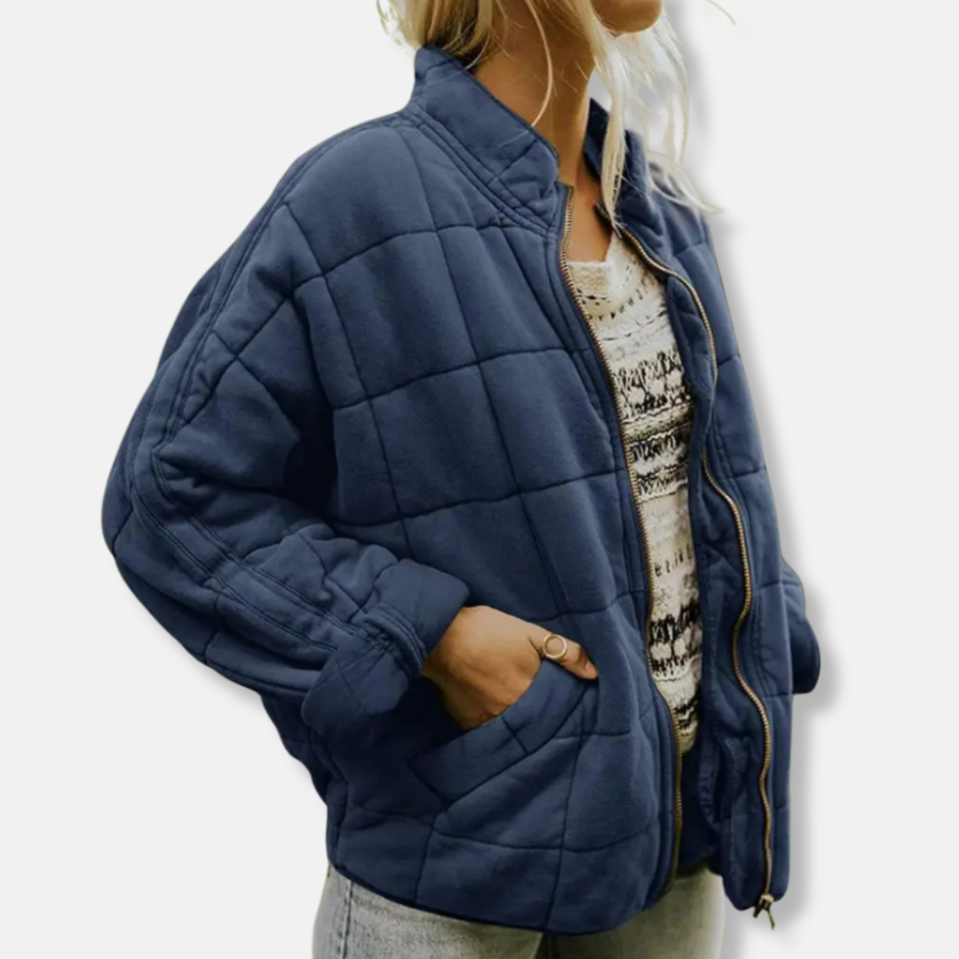 Rosie Cotton Quilted Jacket | Relaxed Fit Stand Collar Jacket