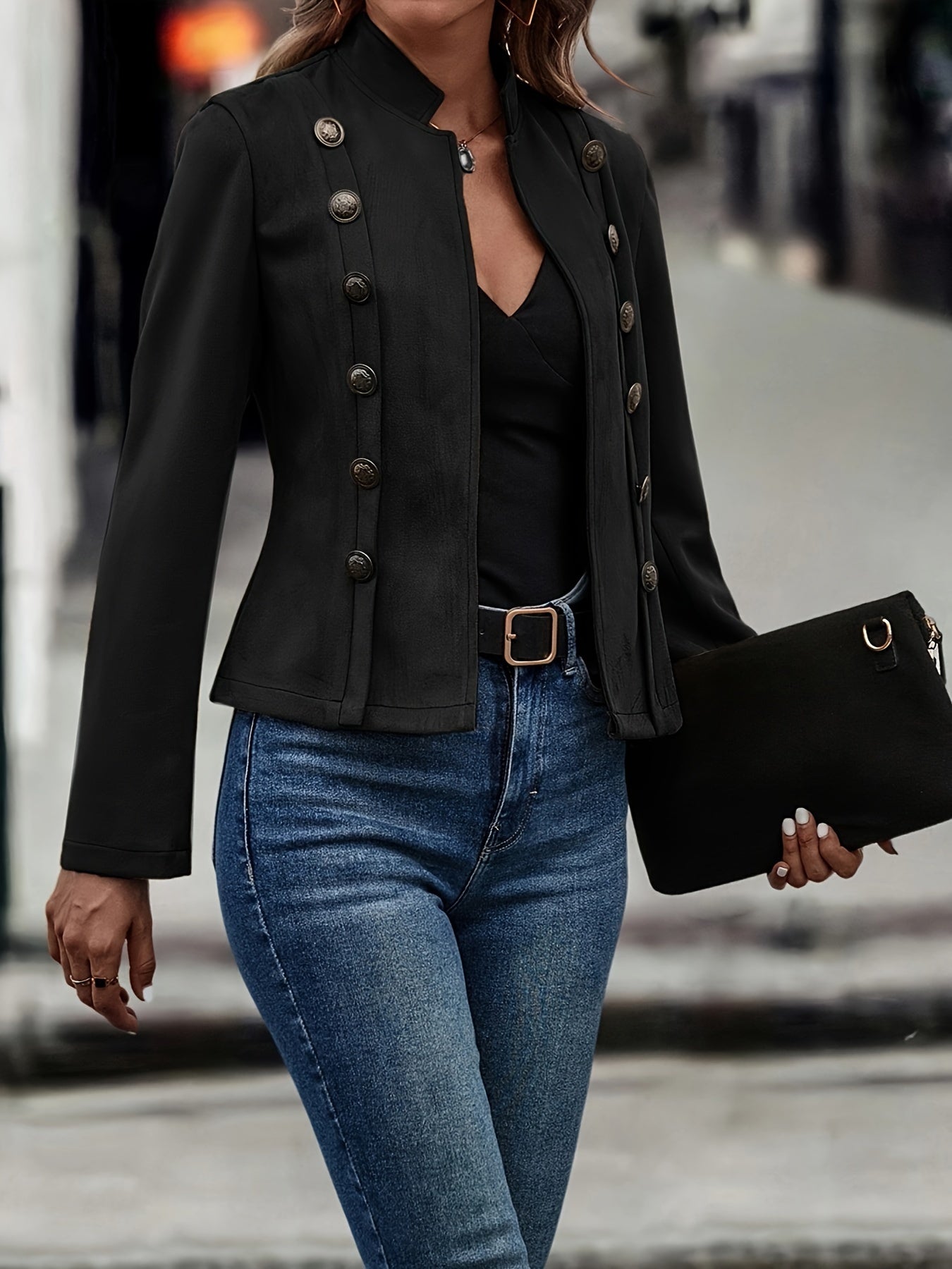 Women's double-breasted velvet retro jacket