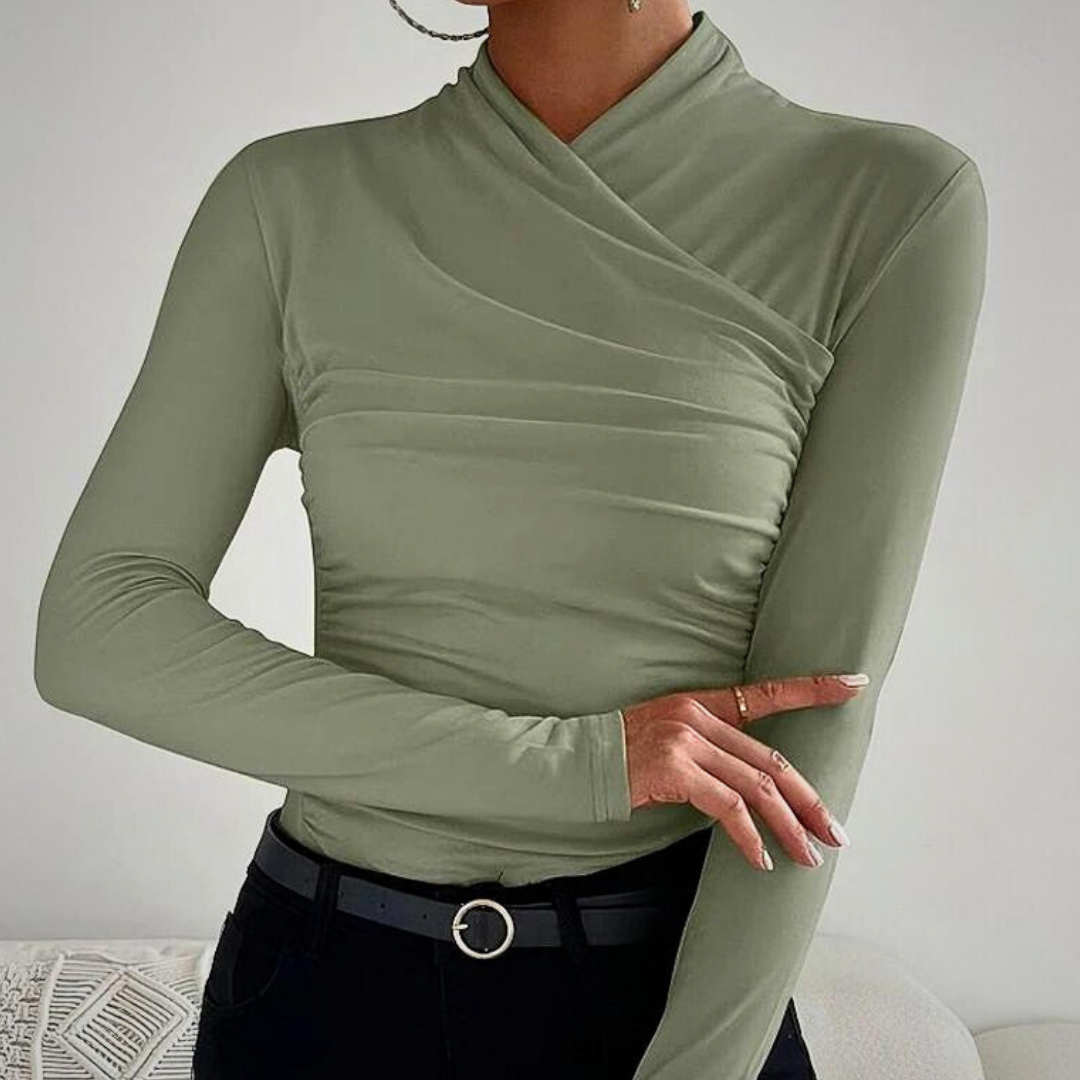Women's round neck slim fit long sleeve top