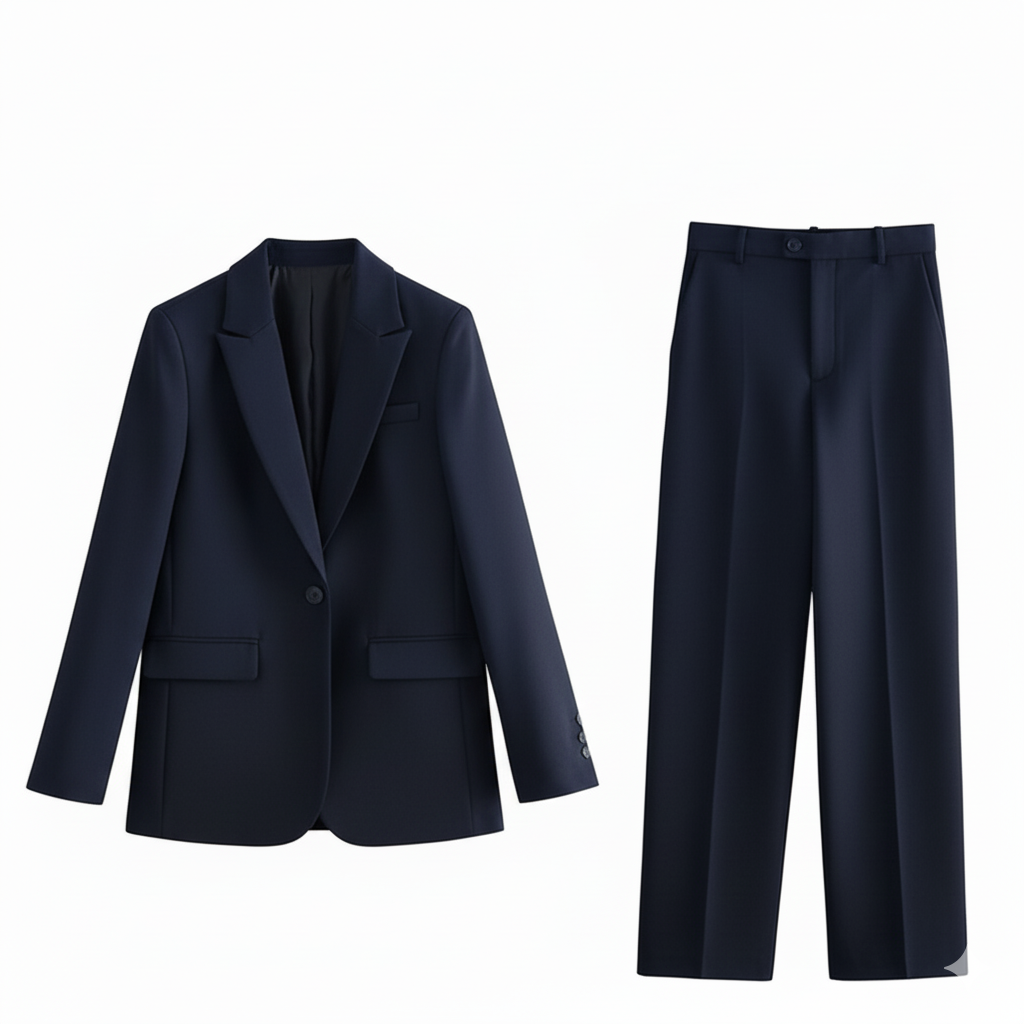 Elegant High Waist Blazer and Trousers Set
