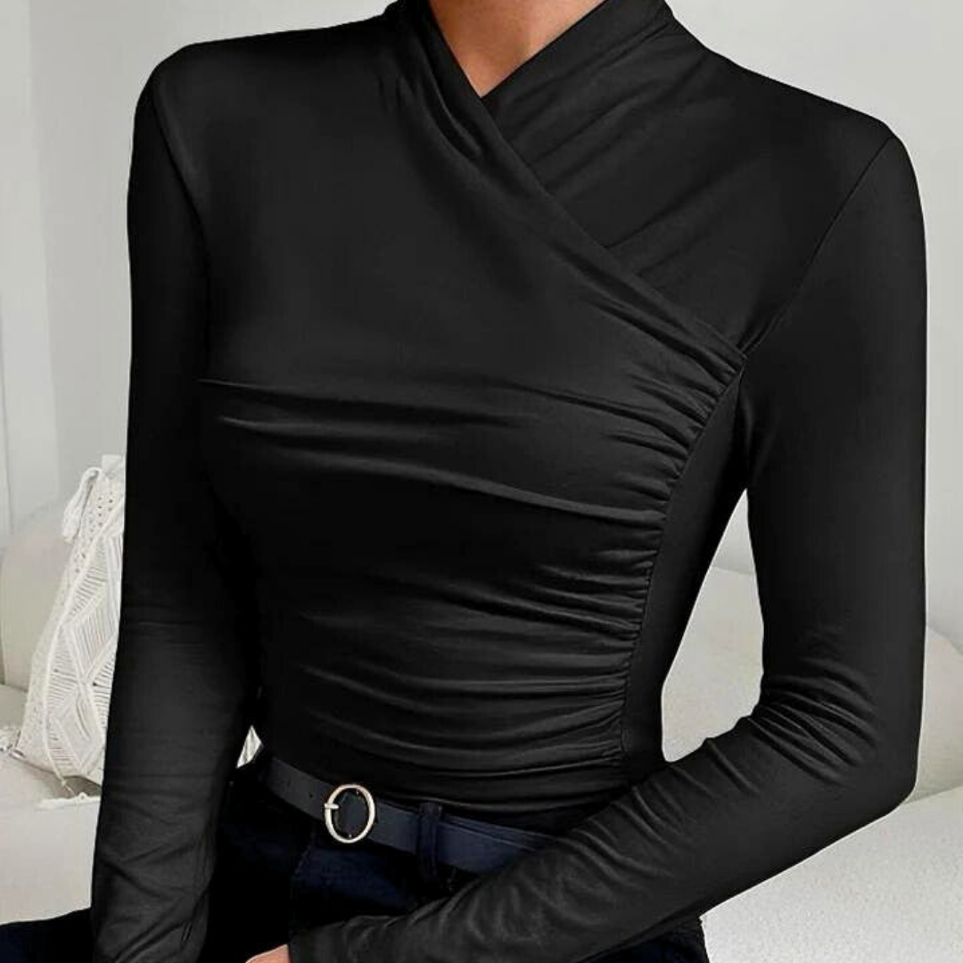 Women's round neck slim fit long sleeve top