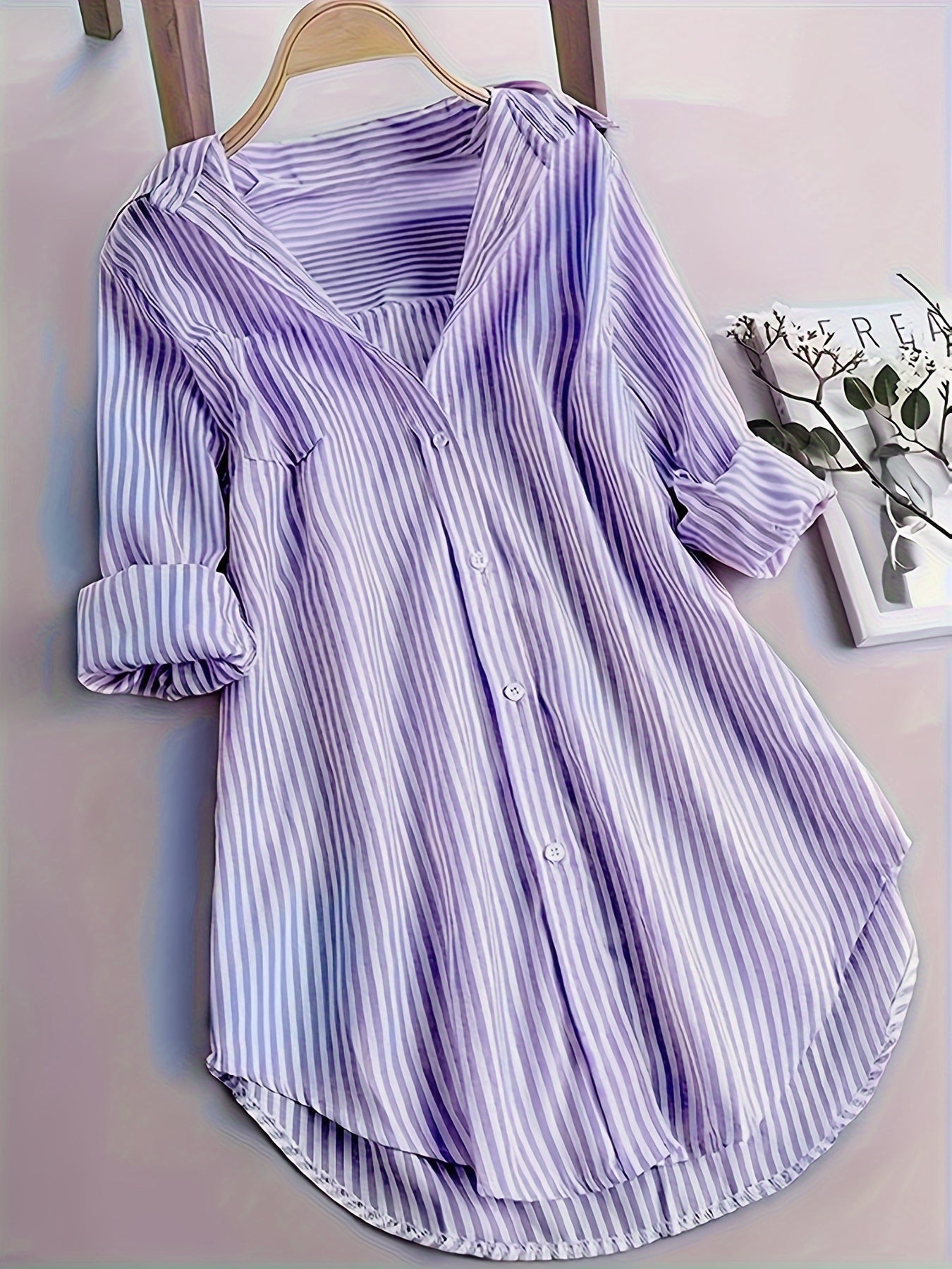 Striped Loose Fit Button-Up Shirt