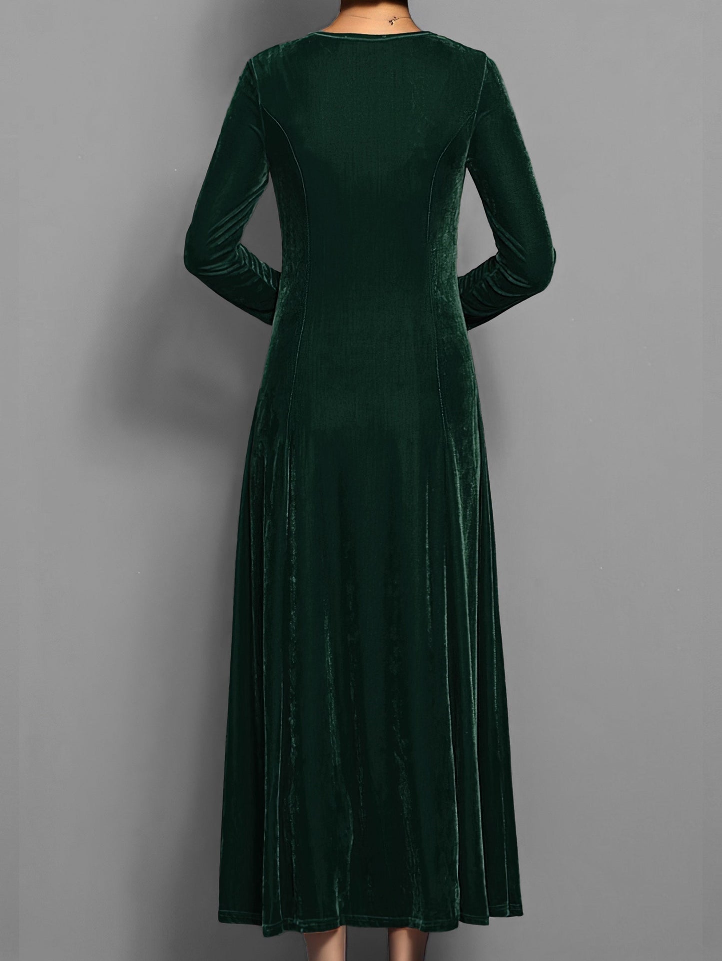 Round neck long sleeve maxi dress for women