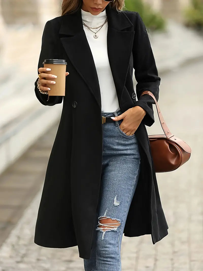 Women's autumn winter long sleeve woolen coat