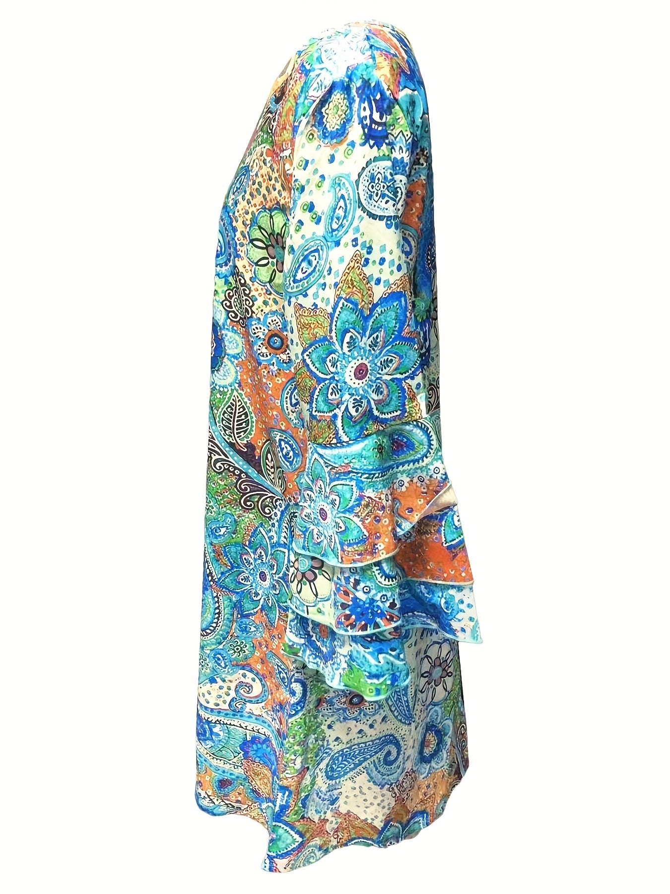Women's Bohemian Dress - V-Neck - Bell Sleeve - Flowy Lightweight Casual Wear