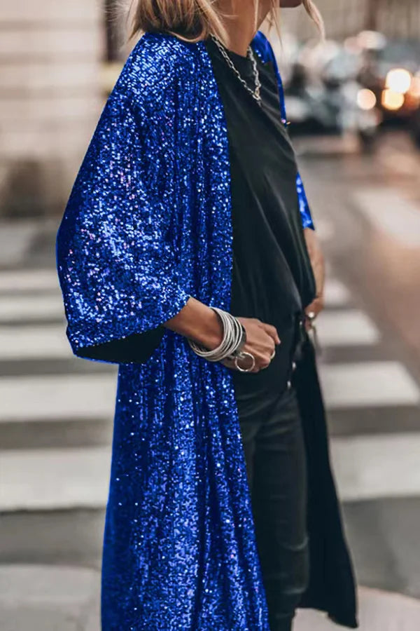 Women's fashion party sequin cardigan jacket