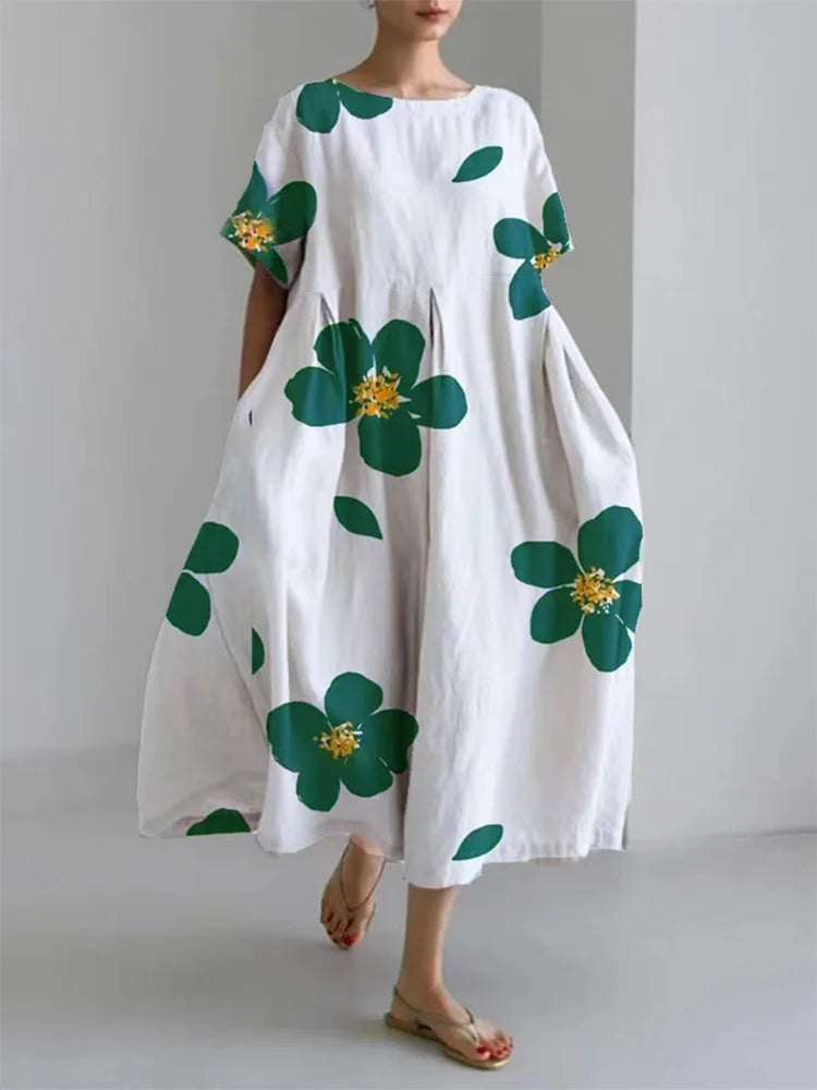 Floral Loose Neck Casual Dress