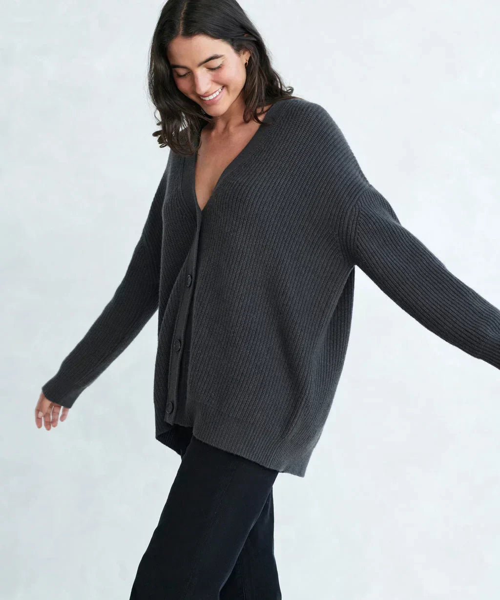Women's thin knit button-down v-neck cardigan