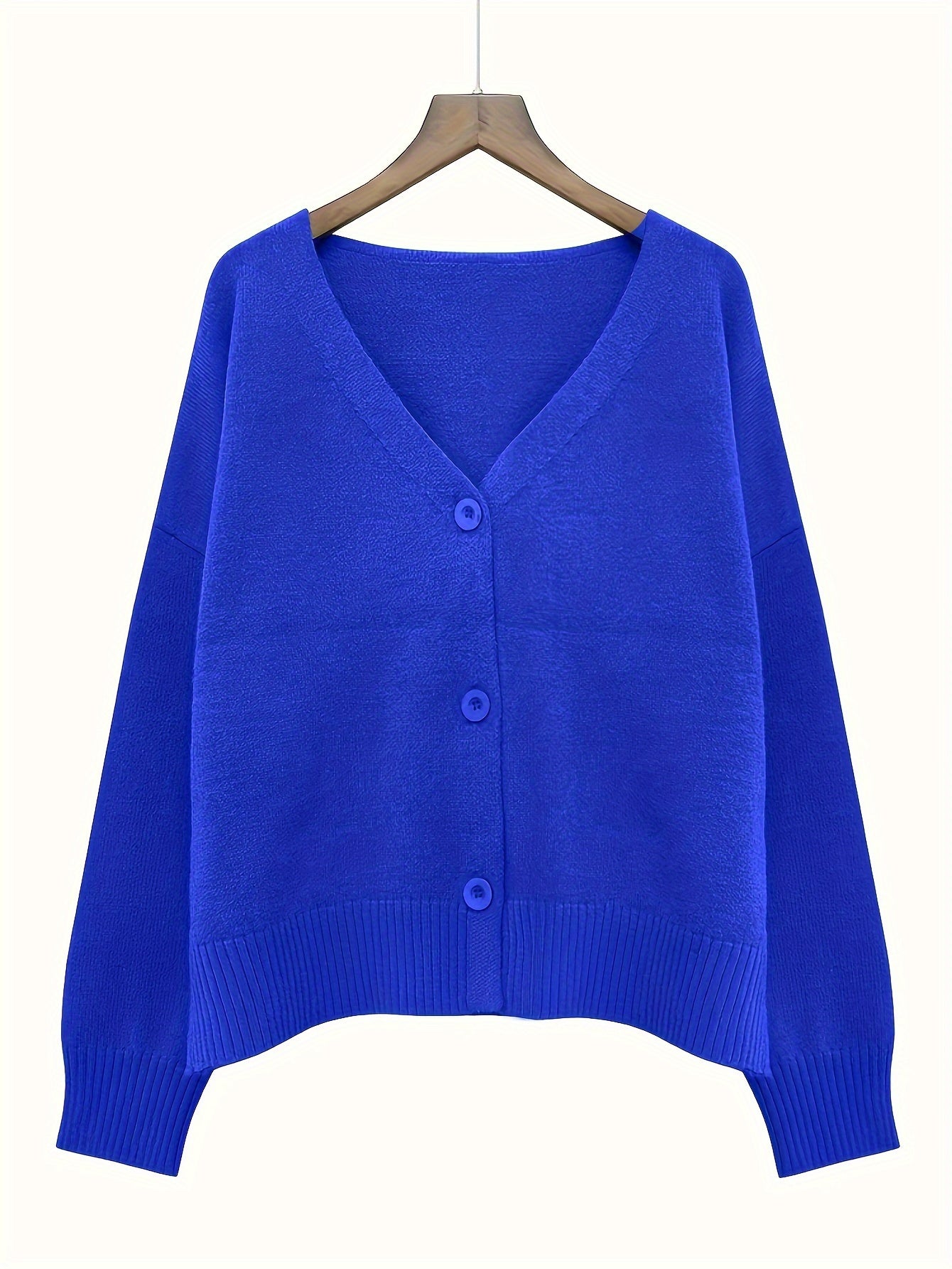 Women’s Cardigan - Relaxed Fit - Button Front - Ribbed Cuffs - Drop Shoulder Design