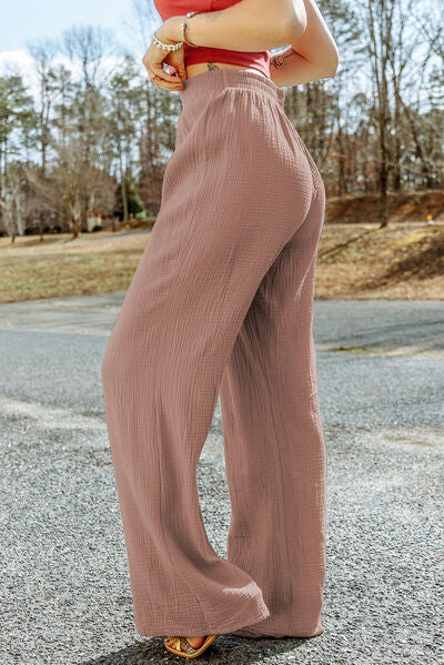 Tahira - texture tied wide leg pants