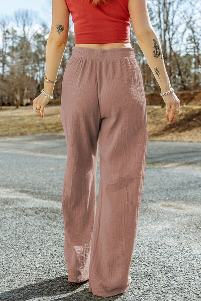 Tahira - texture tied wide leg pants