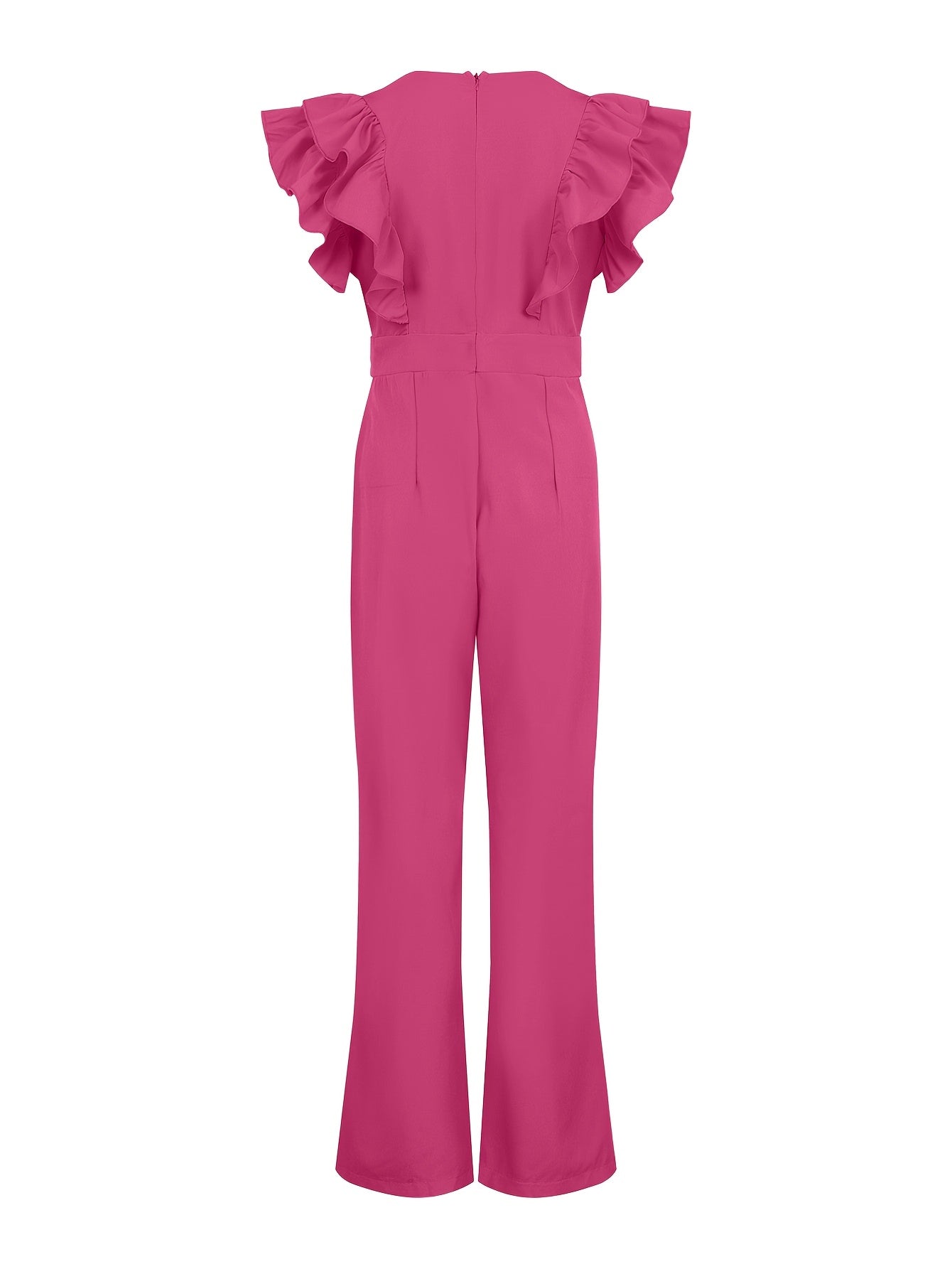 Women's Jumpsuit - V-Neck Wide-Leg - Ruffle Sleeve Elegant Flowy Fit
