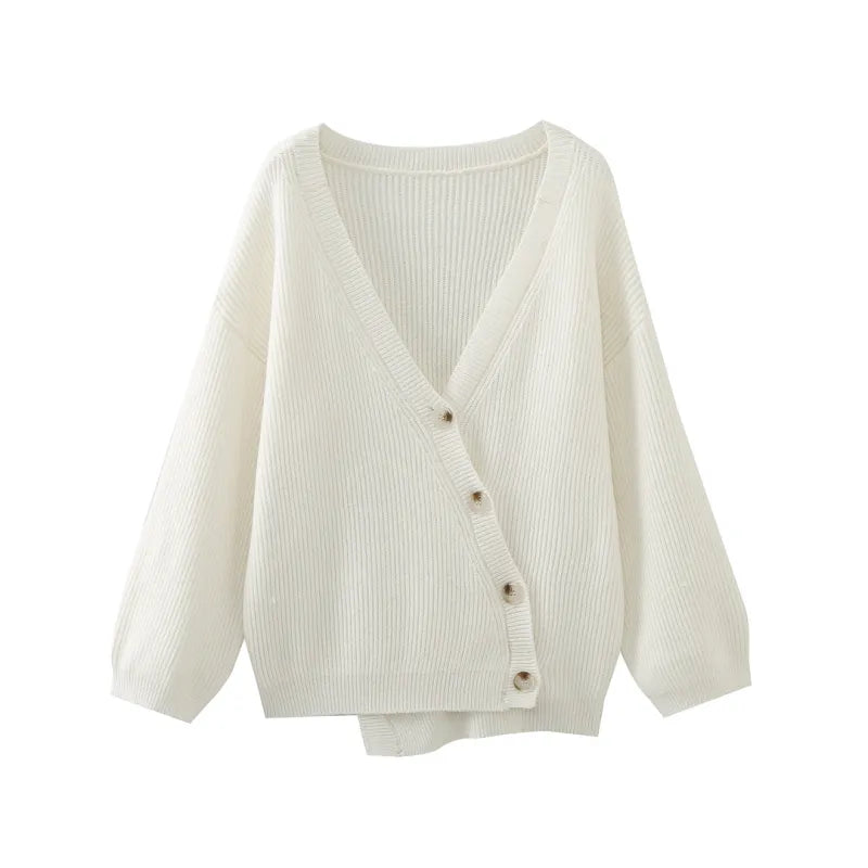 Women's asymmetric buttoned cardigan