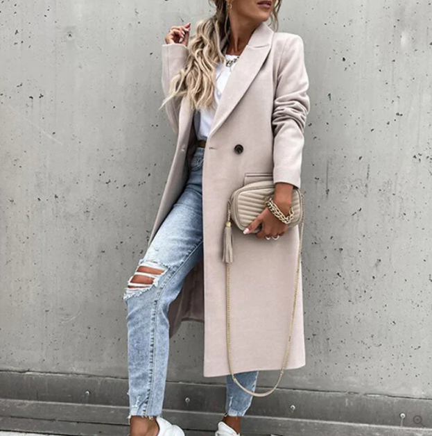 Marina - single-breasted long trench coat