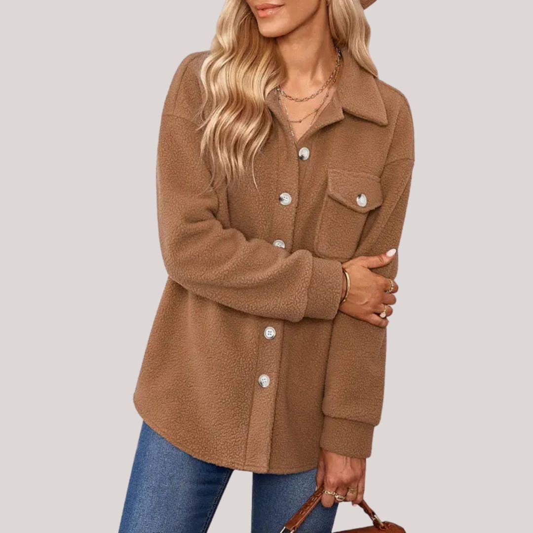 Women's autumn winter fashion lapel plush jacket