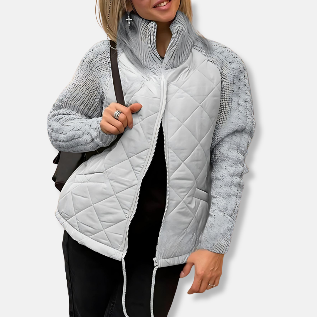 Women’s Jacket - Quilted - Relaxed Fit - Stand-Up Collar - Hip Length