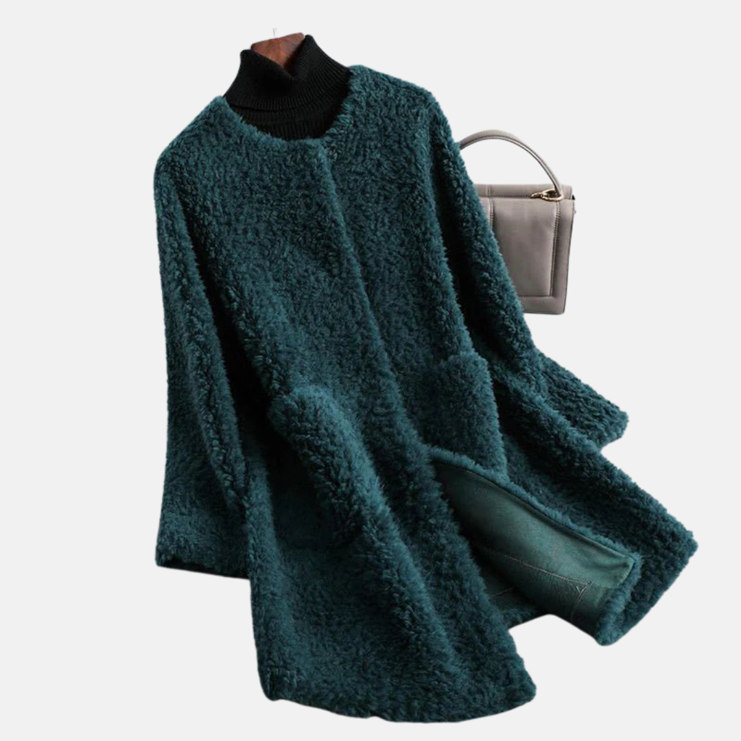Faux Fur Relaxed Fit Open Front Coat