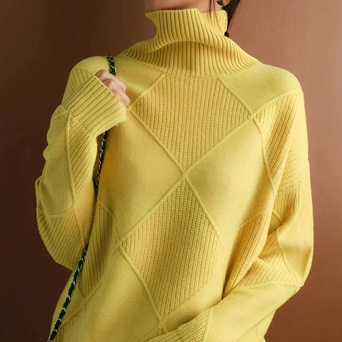 Women’s Pullover Sweatshirts – Wool Blend – Oversized Fit – High Neck Ribbed Knit