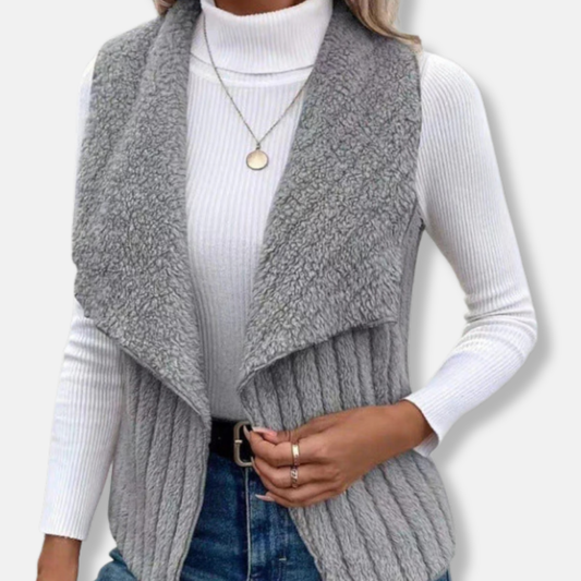 Knit Relaxed Fit Shawl Collar Open Front Vest