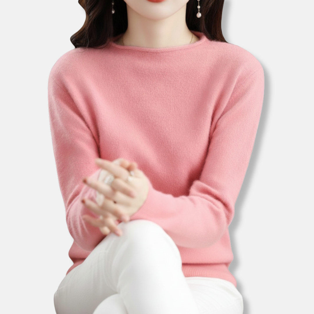 Amelia Relaxed Fit Pullover Sweater | Crewneck Long Sleeve Sweater