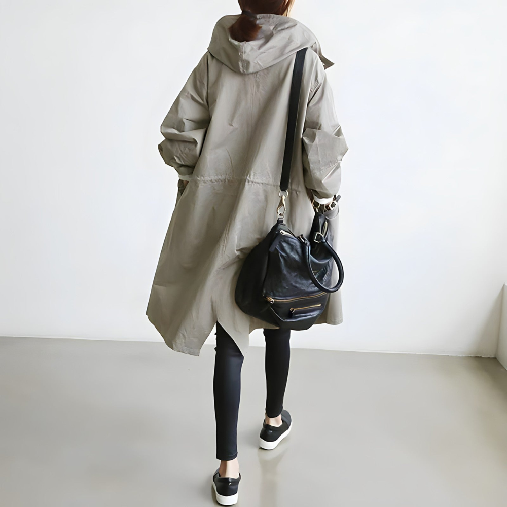 Women's autumn casual long windbreaker jacket