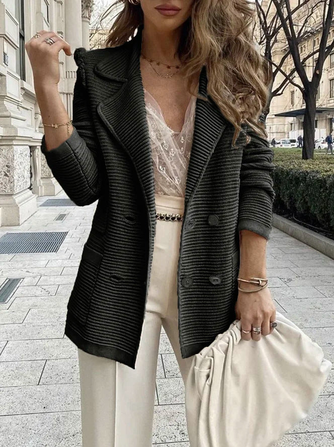 Women's textured casual long sleeve winter coat