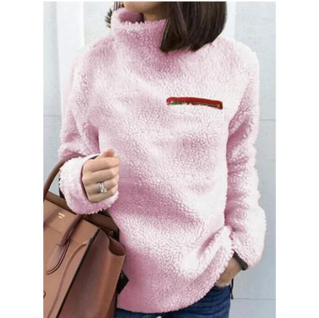 Women's high neck fleece sweater
