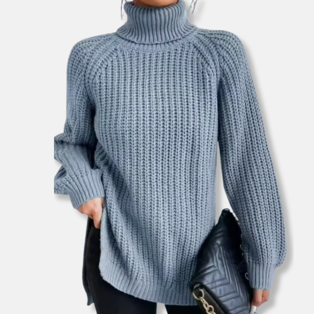 Oversized Ribbed Knit Turtleneck Sweater