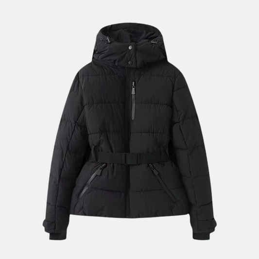 Quilted Insulated Belted Waist Puffer Jacket