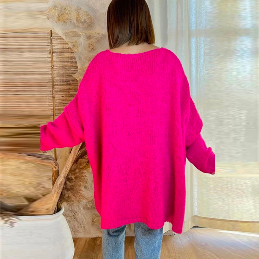 Women's loose v-neck letter knitted sweater