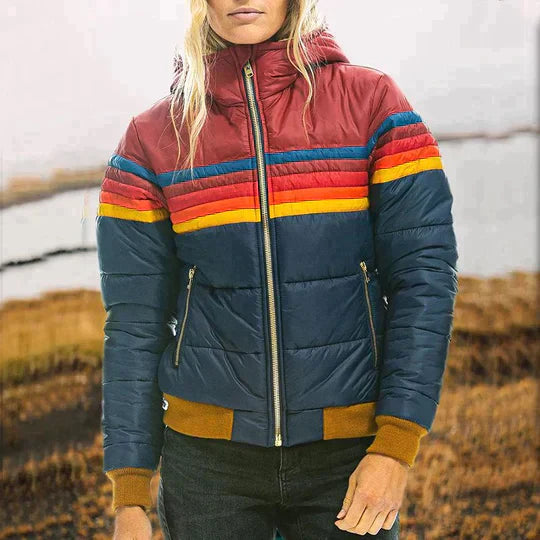 Women’s striped quilted jacket casual outerwear