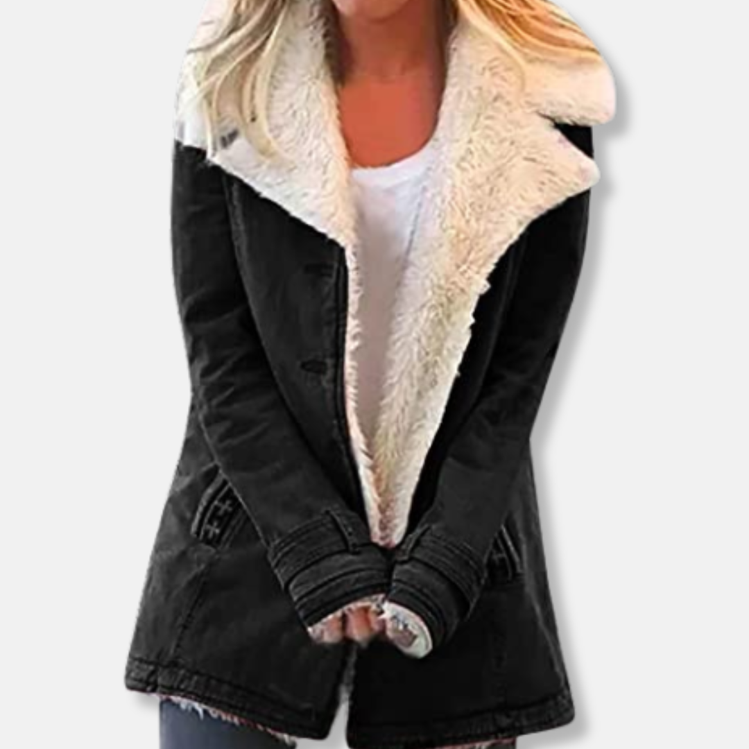 Rosie Suede Shearling Lined Jacket | Relaxed Fit Mid-Length Jacket