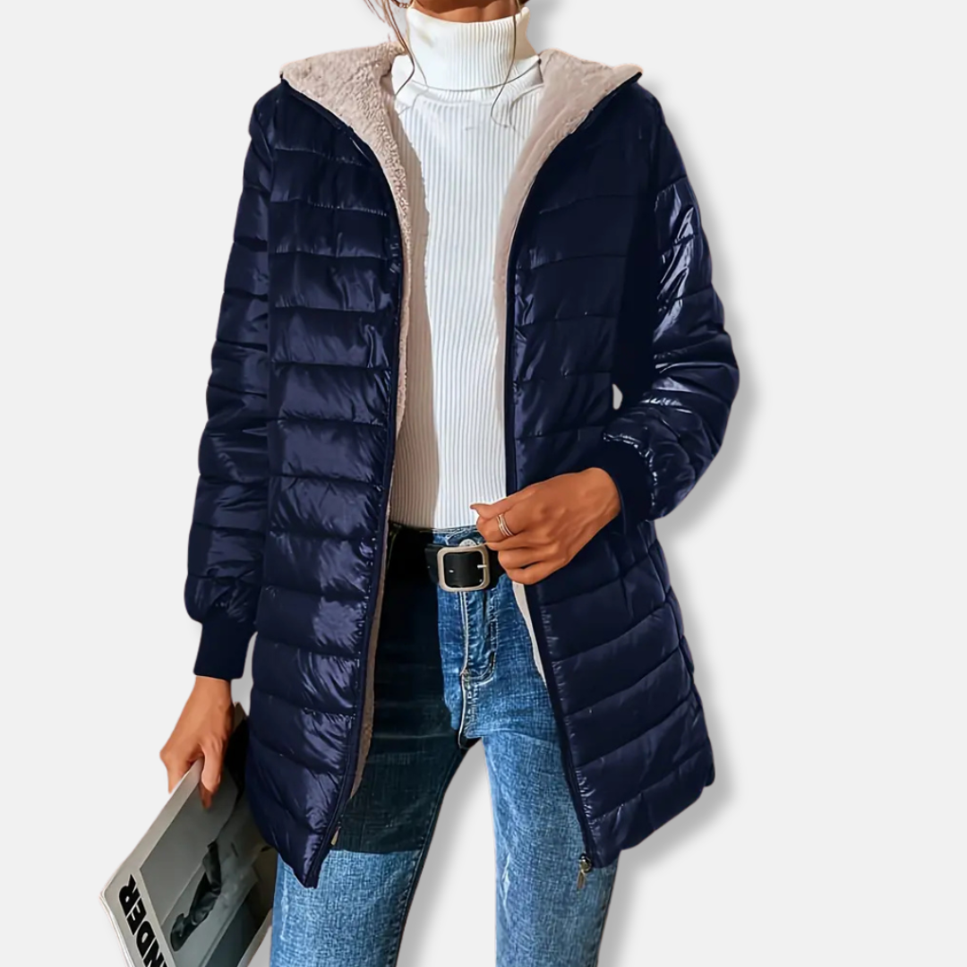 Amelia Hooded Quilted Puffer Jacket | Reversible Relaxed Fit Jacket