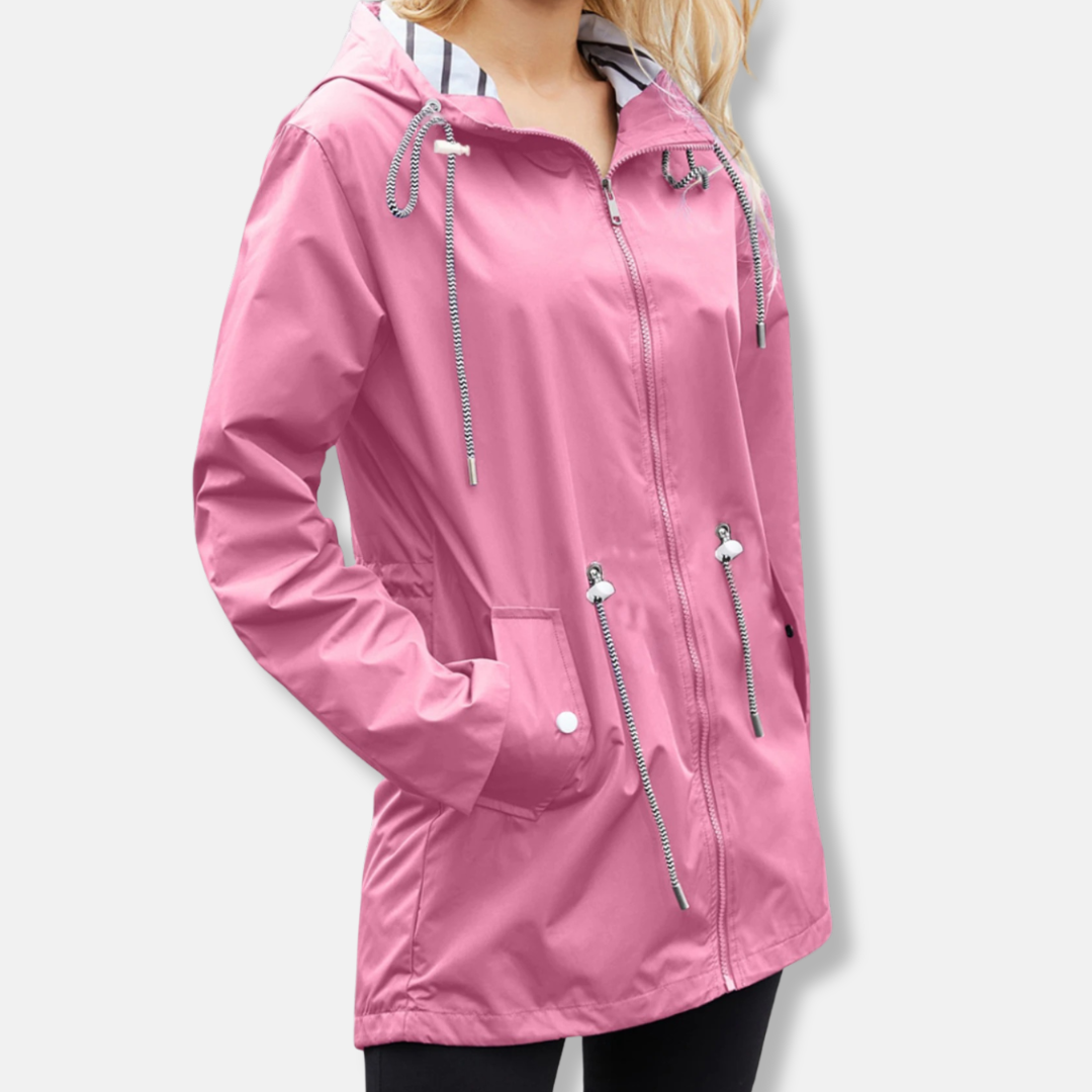 Grace Relaxed Fit Hooded Jacket | Zip Front Drawstring Waist Jacket