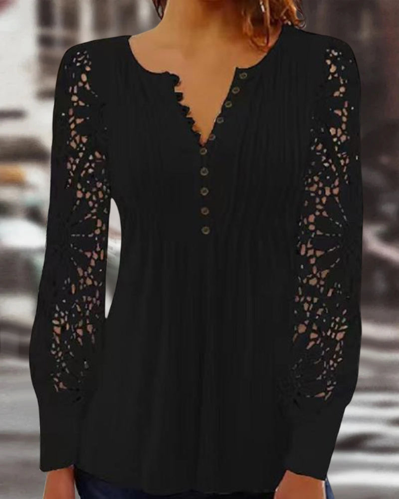 Women's lace top with long sleeves