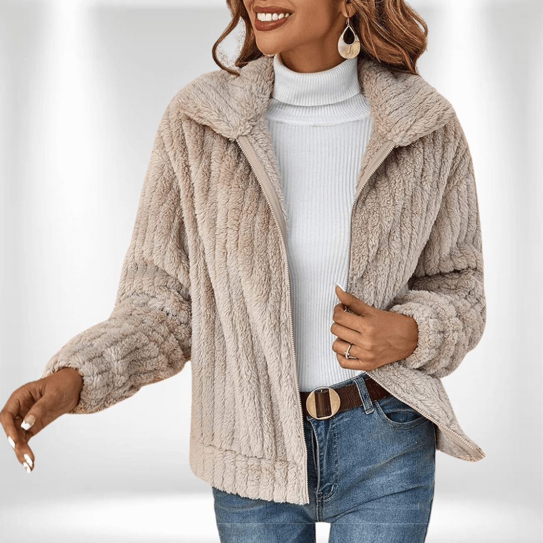Women's long sleeve winter Jacket with zipper closure
