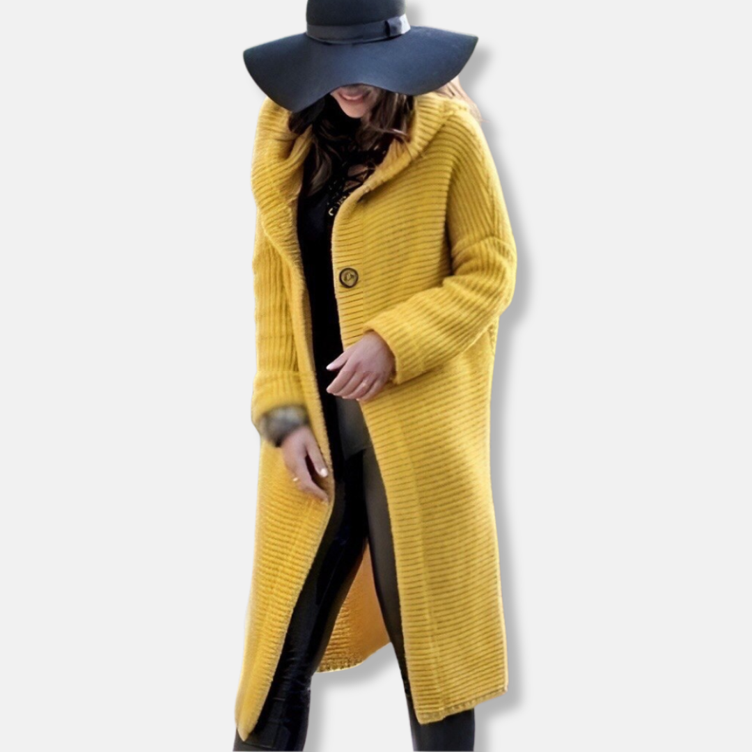 Isabella Corduroy Long Hooded Cardigan | Relaxed Fit Button Front Cardigan