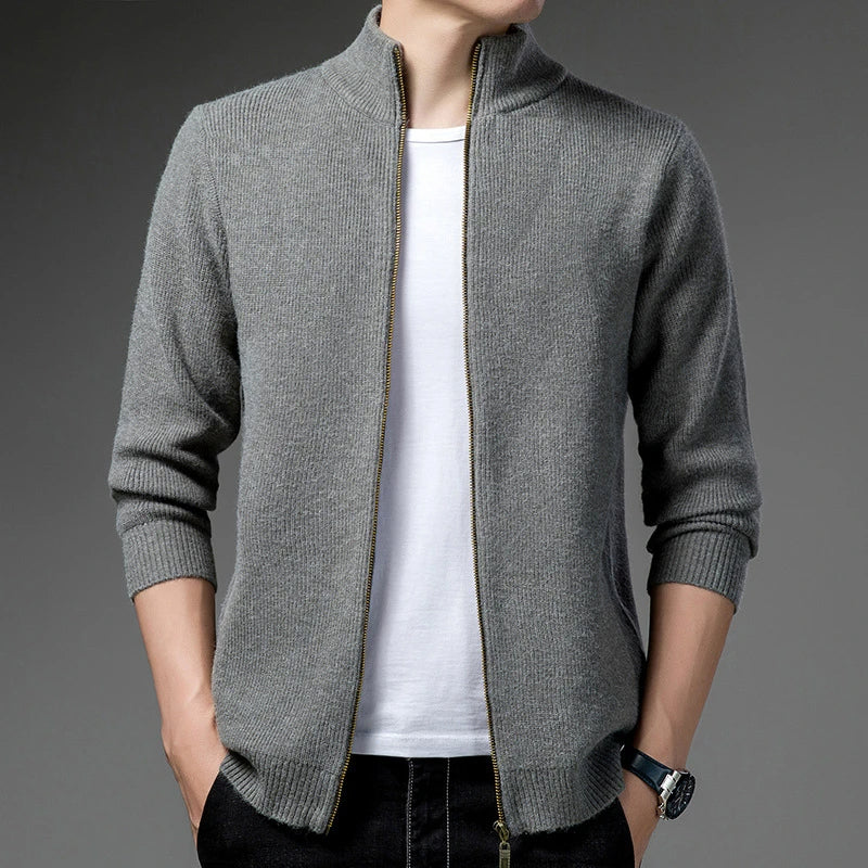 Women's zipper jacquard sweater cardigan jacket