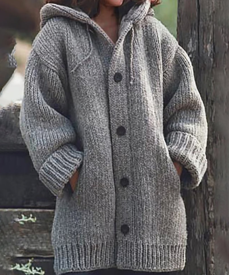 Women's hooded sweater cardigan