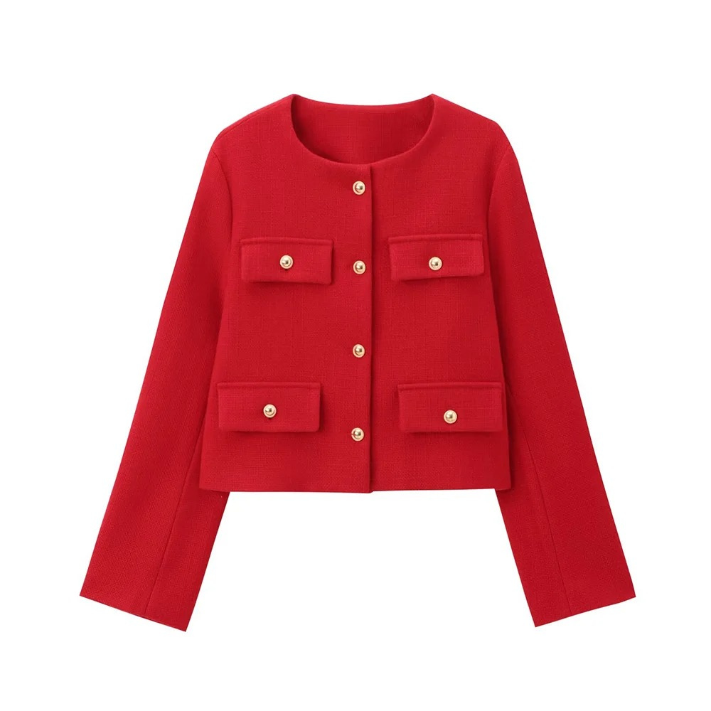 Women's flap pocket short jacket