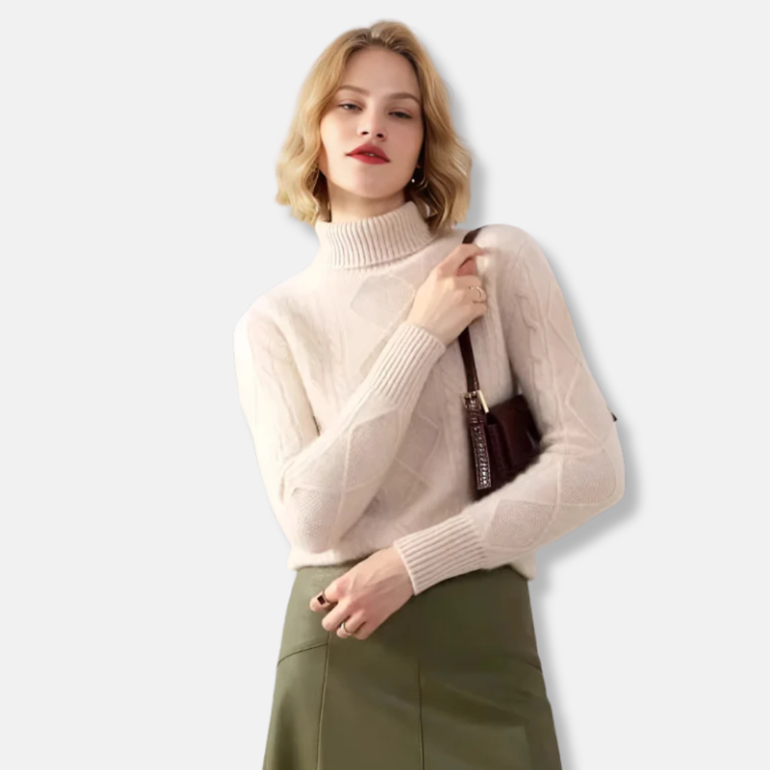Cable Knit Slim Fit Turtleneck Sweater