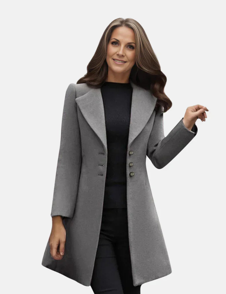 Winter long slim lapel coat for women