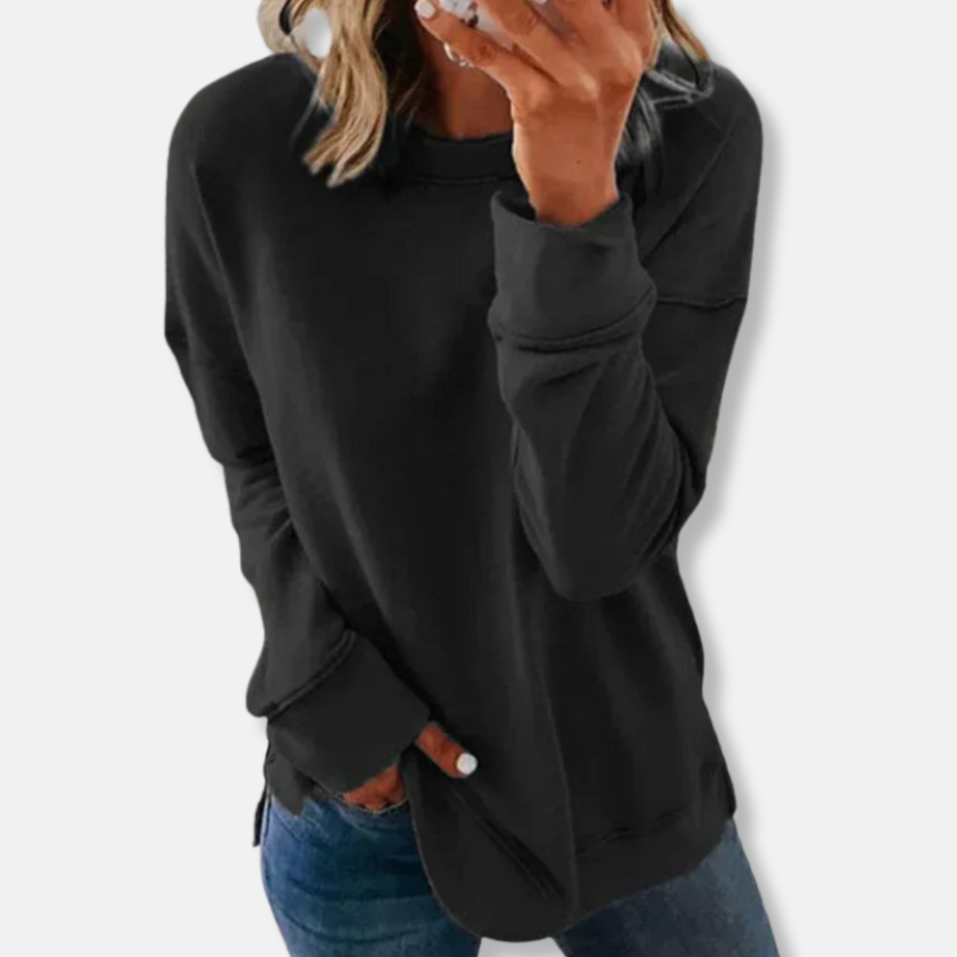 Women’s Sweatshirt – Relaxed Fit – Cotton Blend – Crew Neck Long Sleeve Casual Wear
