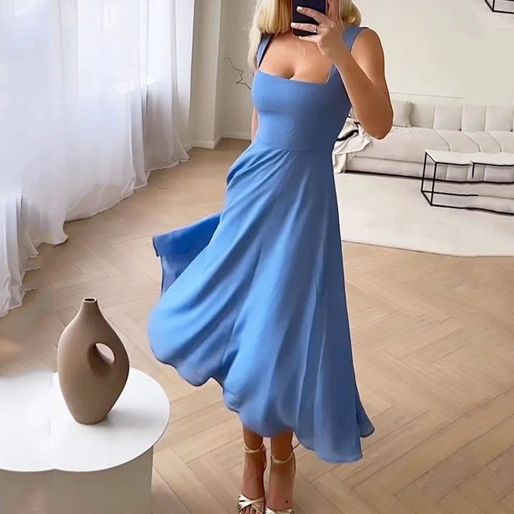 Women's A-Line Dress - Sleeveless Midi - Elegant Flowing Silhouette