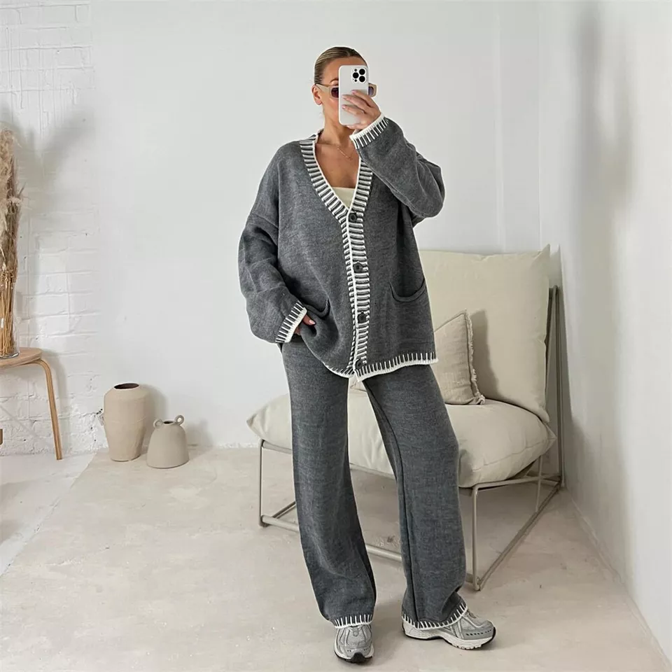 Women's casual knitted two-piece set